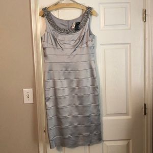 Silver Cocktail Dress with Beaded neckline. Sz 12